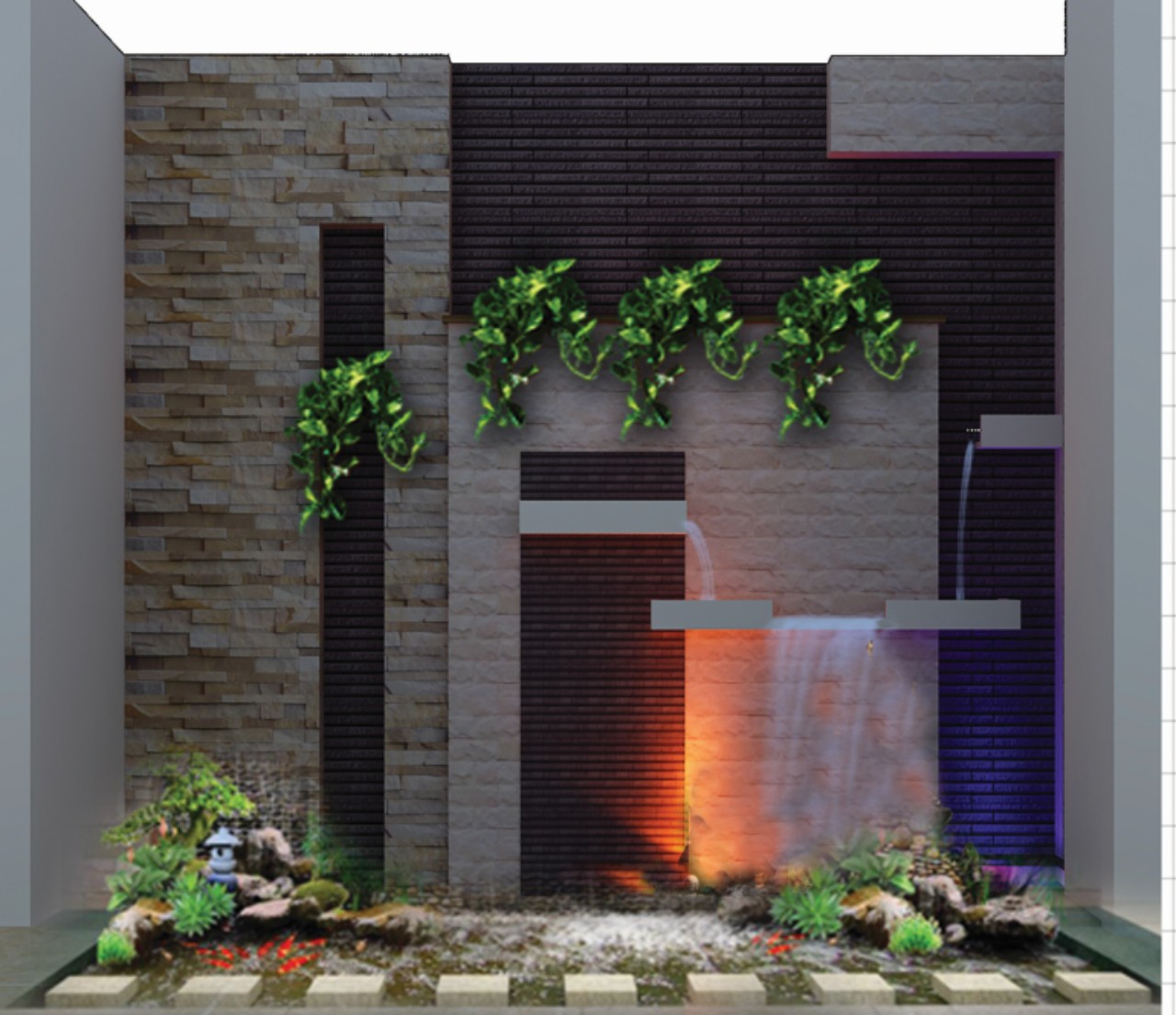 Mẫu 3D hình ảnh thác nước trên tường