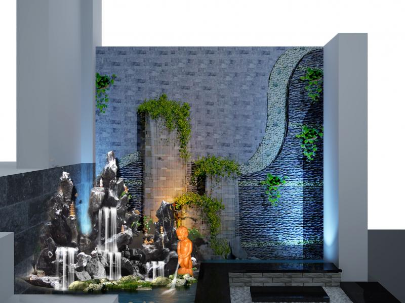 Tranh đá và đảo đá kết họp hòn non bộ 