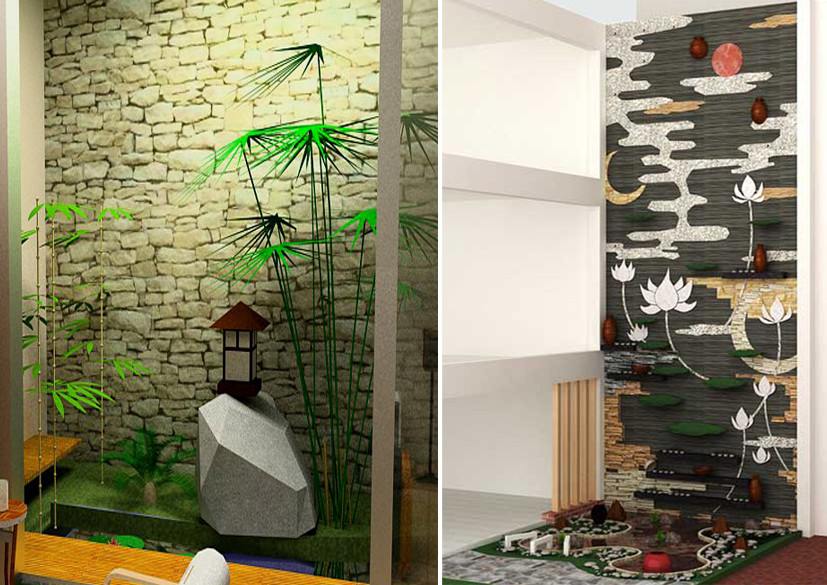 Tre trúc kết hợp khối đá nhỏ cách điệu cho căn phòng khách nhà bạn